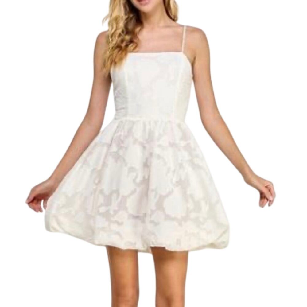 Koko + Mason Mini Floral Dress in Ivory Size Large Adjustable Straps NEW